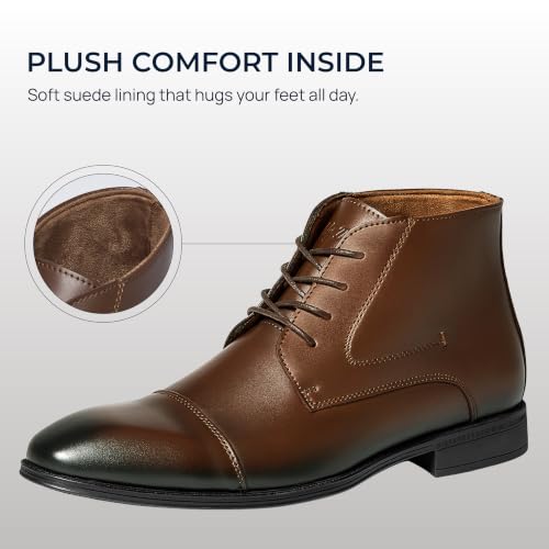 Image of Holy dove Mens Dress Boots Leather Oxford Chukka Boots | Hi-Poly insole,non-slip rubber outsole, business formal, ankle-high chukka Oxford style