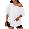 Trendy Queen Womens Off The Shoulder Tops Oversized T-Shirts Short Sleeve Tees Summer 2025 Casual Spring Fashion Clothes