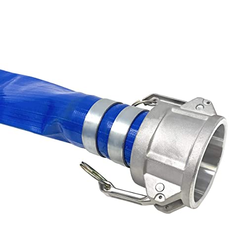 Gloxco 2" X 50′ Blue Lay Flat Pvc Hose Assembly With Aluminum Cam And Groove C And E Fittings Used With A Sump Pump Or Water Transfer Pump For Water Discharge, Pool Drain Or Backwash #TOP4