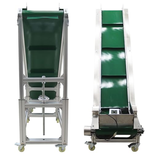 TECHTONGDA Climbing Conveyor Electric PVC Belt Conveyor Adjustable Height Adjustable Speed Aluminum Alloy Frames with 1.5Inch Baffles Load 88LBS Green 11.8inch Wide Belt - Thumbnail 7