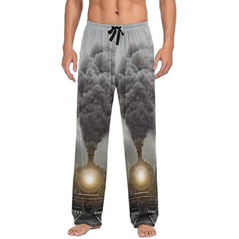 Ollabaky Train Pajama Pants for Men, Men's PJs Bottoms Sleep Lounge Pants with Pockets, M Cover