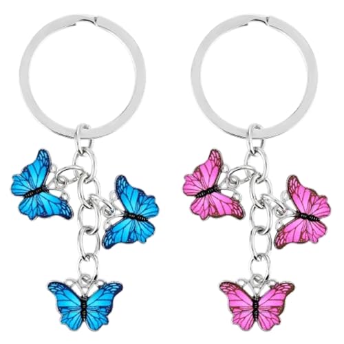 2 Pcs Cute Butterfly Keychain Charms Butterfly Keyrings Butterfly Bag Pendant Key Rings Butterfly Key Chains Women for Car Keys