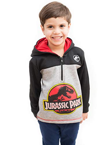 Jurassic Park Dinosaur Little Boys' Fleece Hoodie Pullover Sweatshirt W Zipper (Black/Grey, 8) #TOP2