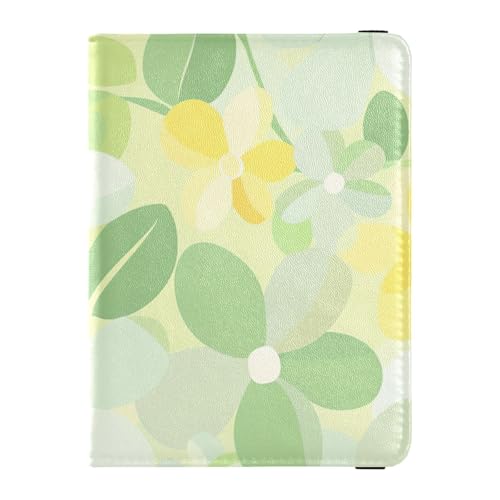 Fiore delicato e fresco giallo limone verde chiaro pelle simpatico passaporto per viaggi porta carte di vaccinazione combinazione combo con scomparto per di