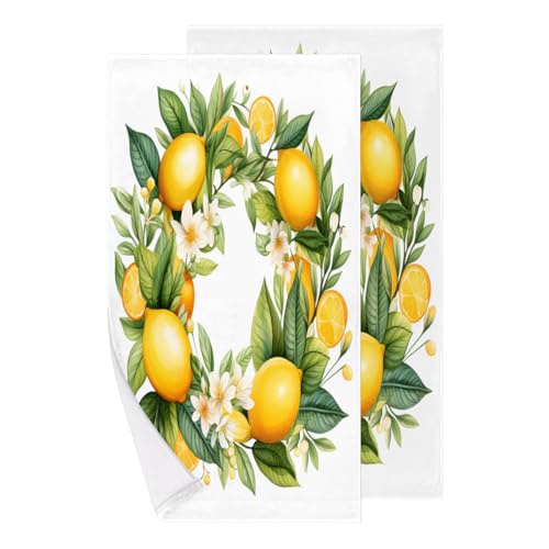 Pack de 2 Súper Suave Pareo Verde Amarillo Limón Hojas de limón Toalla Sauna Stranddecke para Gimnasio,Yoga,Playa 40X70cm