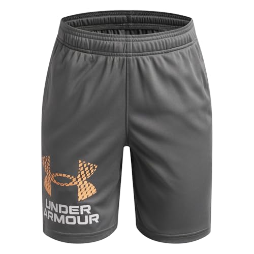 Under Armour Boys' Tech Logo Shorts, (709) Clay Green / / Orange Bloc, Small