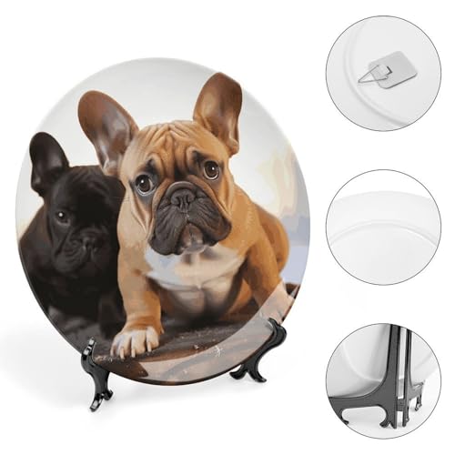 Plato decorativo Bulldog francés Bone China 7 pulg miniatura 4