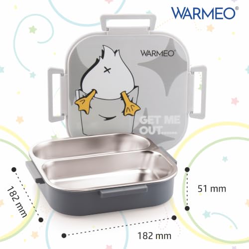 Image of WARMEO Jerry Insulated Lunch Box with Two Compartment BPA Free, Kids Lunch Box,Food Grade Ideal for School, Picnic, Office & Outdoor - 500ml Duck, Stainless Steel