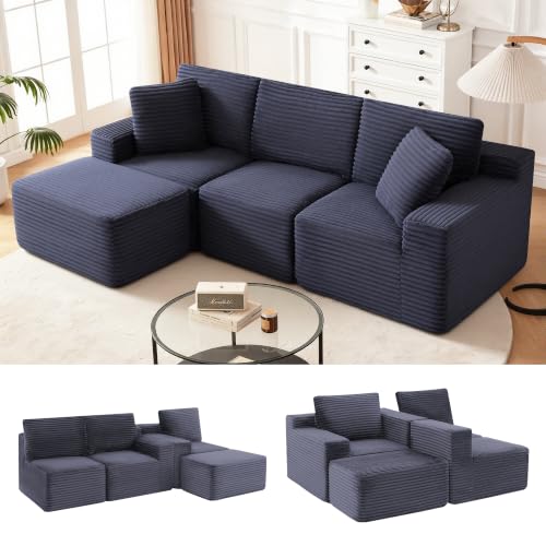 Image of Modular Sectional Sofa, Dark Gray Boneless Couch for Apartment