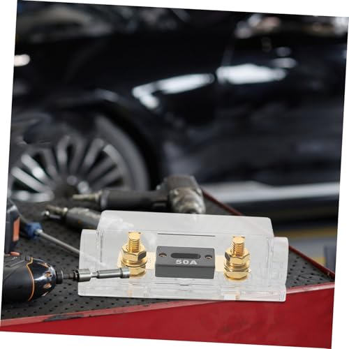 JECOMPRIS Automotive Fuse Block for Amplifier 50A Fuse Kit with Auxiliary Power Fuse Block Bracket Amp Fuse Holder with Fuse Transparent Design for Vehicle Sound System - Thumbnail 6