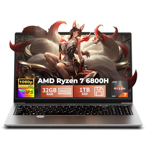 Image of 2026 Flagship 15.6 inch Gaming Laptop | AMD Ryzen 7 6800H | 32GB DDR5 RAM | 1TB NVMe SSD | 8C /16T Up to 4.7GHz | Wins 11 Pro | Backlit Keyboard Fingerprint | Lightweight 3.5lb | 2-Year Warranty