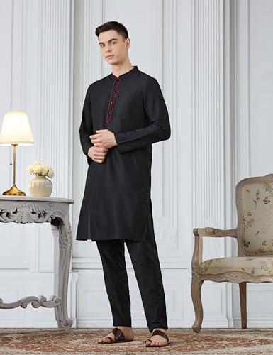 Image of Amazon Brand - Symbol Men Festive Solid Long Kurta (Regular Fit)