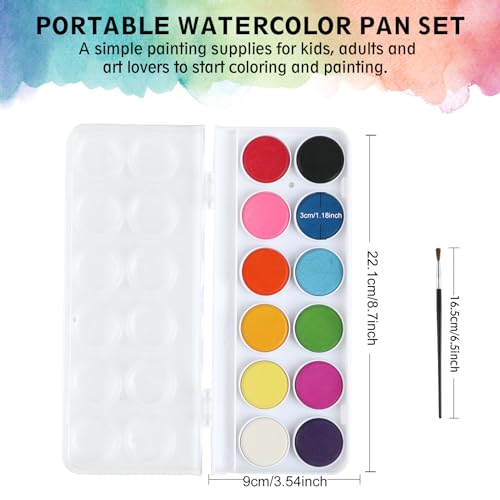 RMIVEGLIA Aquarellfarben Set, Wasserfarben kinder, 12 Farben mit einen Pinsel. Ideal für kreative Projekte für Kinder und Künstler.