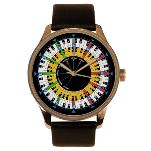Beautiful Piano Keyboards Art Vintage Color Spectrum Music Notation Circle of Fifths Solid Brass Wrist Watch