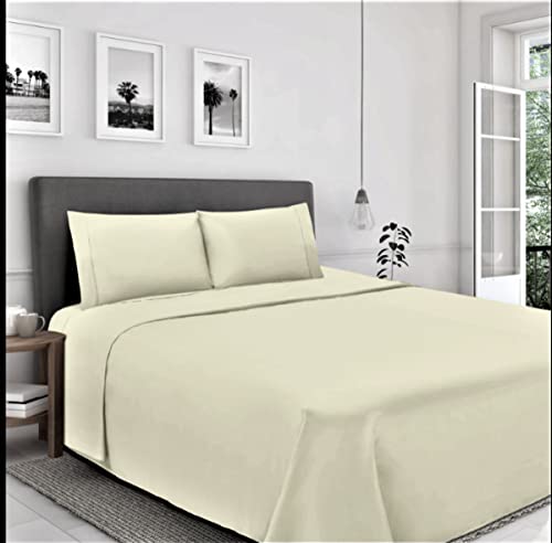 Olympic Queen Sheets Sets 66X80-Pure Long 100% Egyptian Cotton 400 Tc (4 Pcs) Rv Olympic Queen Size Sheets To Fit Upto 15" Deep Mattress (Ivory) #TOP7