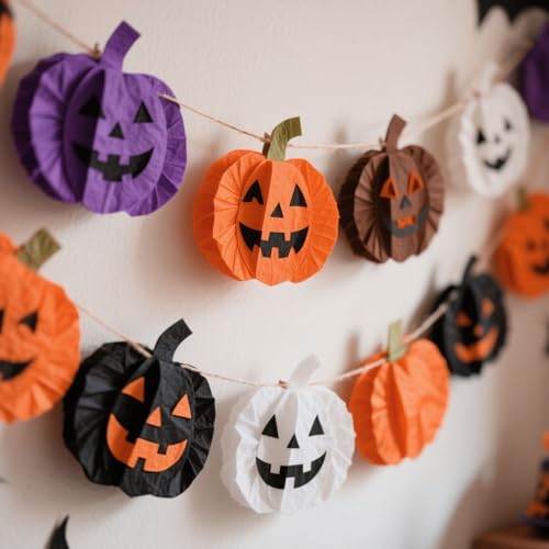 Kesote Seidenpapier Halloween Origami Papier 300 Transparentpapier 24 x 17 cm Bastelpapier 5 Farbe Faltpapier Basteln Buntpapier Handwerk Deko Orange Lila Schwarz Braun Weiß