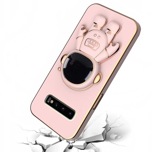 Image of for Samsung Galaxy S10 Plus Case Cute 3D Astronaut Stand Design Camera Protection Shockproof Soft Back Cover (for Samsung Galaxy S10 Plus, Pink)