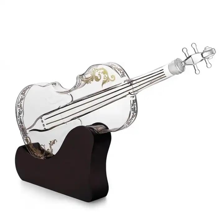 Image of Whiskey Decanter with Antique Crystal Clear (Violin Styling Glass Bottle)