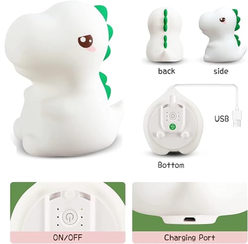 Image of Desidiya Dino Rechargeable Silicone Night Lamp - Dinosaur Night Lamp, Kids Night Light, Nursery Decor, Birthday Gift, Silicone LED Light