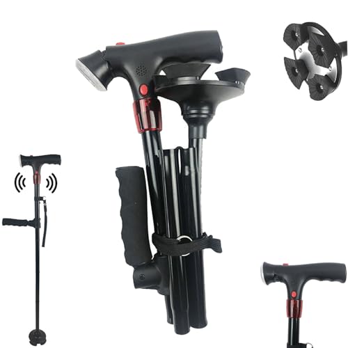 CaneHero Walking Cane Cane Hero Walking Stick for Men & Women Smart Cane with LED Light & Emergency Alarm Adjustable Foldable Lightweight with Non-Slip Base for Seniors Support & Safety (1)