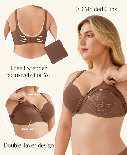 Popilush Seamless Bras for Women No Underwire Light Coffee Small - image 3