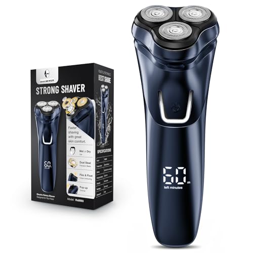Electric Razor for Men Waterproof - Wet/Dry Cordless Rotary Shaver - Precision Blades Sensitive Skin Care, USB Fast Charging & Pop-up Trimmer Luxury Black Upgraded