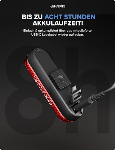 Image of Buchel COB Bike Tail Light - Brake Sensing Technology - Ultra Bright Bike Rear Light LED -and Tool-Free Mounting I Rechargeable and Long-Lasting Rear Bike Light - Bicycle Lights for Night Riding