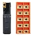 Accusize Industrial Tools 1'' 90 Deg Square Shoulder Indexable End Mill Plus 12 Apkt1604 Carbide Inserts, 0056-0921+0056-1604