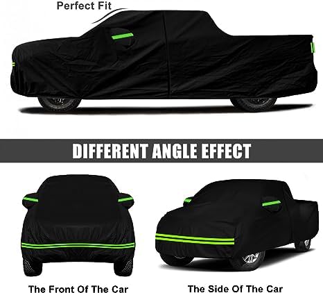 Image of Waterproof Car Cover 236x82x81in Compatible with Chevrolet Silverado & GMC Sierra 1500 /2500 /3500 2014-2025, 420D All Weather Car Cover with Zipper Door for Snow Rain Dust Hail Protection