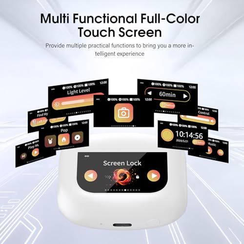 Image of Wireless Earbuds, Bluetooth 5.4 Headphones with Multifunctional Touch Screen, 48H Bass Stereo Ear Buds with ANC /ENC Noise Cancelling /Transparency Mode, IPX7 Earphones with 5 EQ Modes, Ceramic White