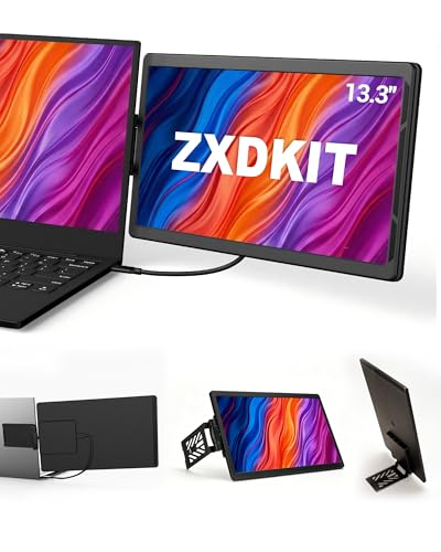 Image of Laptop Screen Extender, 13.3 inch FHD Portable Second Monitor for Laptop | 360 Rotation, Adjustable Stand, 1.38lbs Ultra-Slim Lightweight,Plug & Play, Mini HDMI /USB Type-C, Windows /Mac /Android