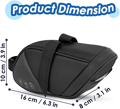 WOTOW Reflective Bike Saddle Bag, Waterproof Under Seat Bicycle Pack Tool Accessories Storage Pouch Cycling Wedge Bag With Inner Pocket Taillight Hook Loop for Mountain Road Bike Night Riding