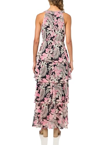 Image of Tommy Hilfiger Women's Sleeveless Halter Neck Tiered Skirt Maxi Dress
