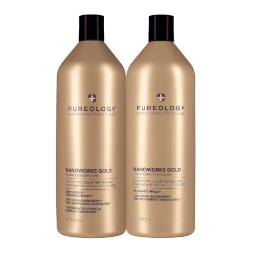 Pureology-Nanoworks-Gold-Shampoo-Conditioner-Bundle-For-Very-Dry-and-Color-Treated-Hair-Renews-Softness-and-Shine-Sulfate-Free-Vegan-338-Fl-Oz-Pack-of-2 Pureology Nanoworks Gold Shampoo & Conditioner Bundle - For Very Dry and Color-Treated Hair, Renews Softness and Shine, Sulfate-Free & Vegan, 33.8 Fl Oz (Pack of 2) - Image 1