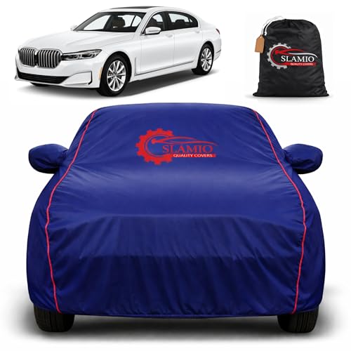 Image of Premium 100% Waterproof Car Cover for BMW 7 Series 2022 Model | All-Weather, UV & Dust Protection | Heavy-Duty 3-Layer Fabric | Custom Fit with Mirror & Antenna Pockets | Navy Blue