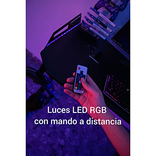 Desk Table de Gaming Grande Máster 01 lumières LED RVB avec télécommande, chargeur sans fil Smartphone, 3 ports USB, organiseur de câbles table de bureau ordinateur 126 x 68 cm – Image 5