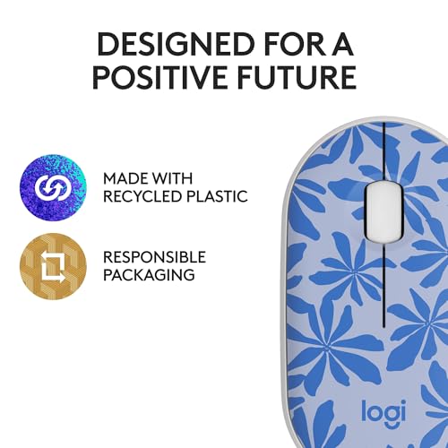Logitech M340 Compact Ambidextrous Silent Wireless Mouse - Blue Floral - image 9