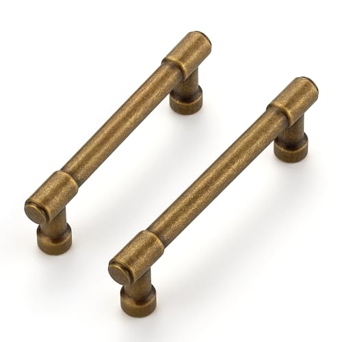 Image of Ravinte Antique Brass Kitchen Pulls Cabinet Handles 3-3 /4 Inch 10 Pack