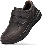 FitVille Chaussures de marche homme extra large Robe large Sneakers Crochet et boucle confortable chaussures en cuir pour hommes Orthopédie Diabétique chaussures pour Edema et les pieds de loup