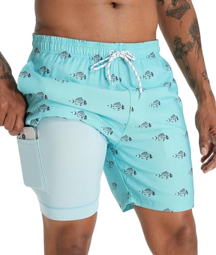 APTRO Men's Swim Trunks with Compression Liner 5.5' Bathing Suit Beach Swimsuits #M03 L