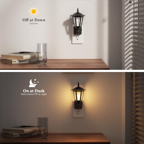 Image of JandCase Night Lights Plug into Wall, 3000K Soft White | Dusk to Dawn Sensor, 0-100LM Dimmable Industrial 180Rotating Night Light for Bedroom, Bathroom, Living Room, Hallway