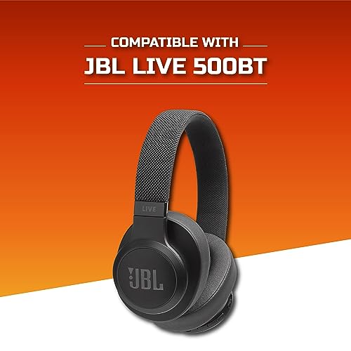Image of Crysendo Headphone Cushion for JBL Live 500BT Wireless Over-Ear Headphone | Replacement Ear Pads Ear Cushions | Protein Leather & Memory Foam (Black)