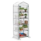 Bramble - Premium Garten Foliengewächshaus für Balkon & Terrasse mit 5 Regalen, Stahlrahmen & Verstärkter PVC-Abdeckung - Stabil & Einfach zu Montieren - 193x69x49cm Weiß