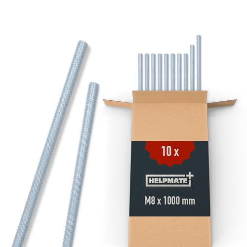 Tige filetée M8 x 1000 mm HELPMATE en acier galvanisé de classe 4.8 pour fixations (lot de 10)