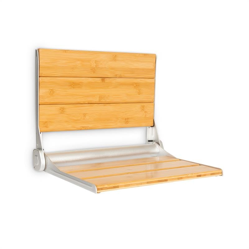 oneConcept Arielle Siedzisko prysznicowe - Składane siedzisko z bambusowym siedziskiem, Zawieszenie ze stopu aluminium, maks. waga: 160 kg, w zestawie materiał montażowy, Typ: Arielle Deluxe, brązowy