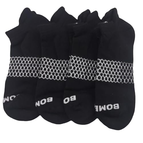 BOMBAS Women's 4 pack Solid Ankle Socks, Size LARGE