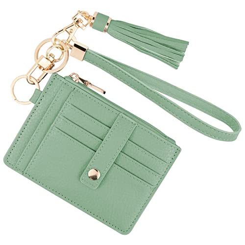 Image of KNGITRYI Small Wristlet Wallets for Women RFID Credit Card Holder Wallet Keychain Wristlet Wallet Credit Card Wallets for Women (Green)