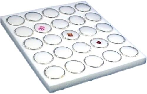 FindingKing 25 White Foam Gem Jars Gemstone Storage Display Tray Insert image 2