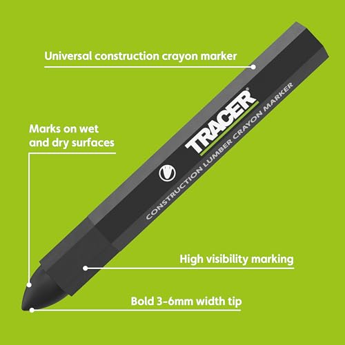 Tracer Construction Lumber Crayon Markers, Pack of 12 - Black. 12 x Black Multi Surface Marking Crayons, 1 count (Pack of 12) - Image 2