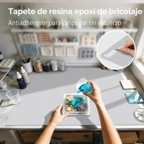Miniatura 8 de Foepoge Extra Grandes 91 X 61 Cm Tapete De Silicona Para Resina Epoxi Transparente Manualidades Epoxy Resin Kit, Estera De Silicona Para Llaveros, Cristales, Madera, Bisuteria Manualidades,Gris